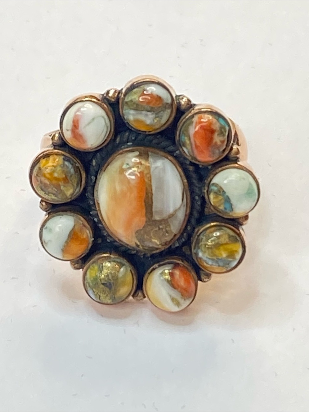 Artisan Spiny Oyster Flower Copper Southwest Style Adjustable Ring